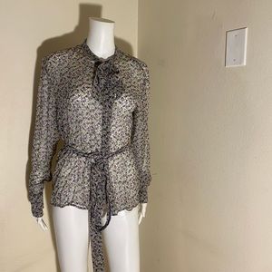 Bottega Veneta Floral Print Bow Blouse Sz: EUR 40 US 6